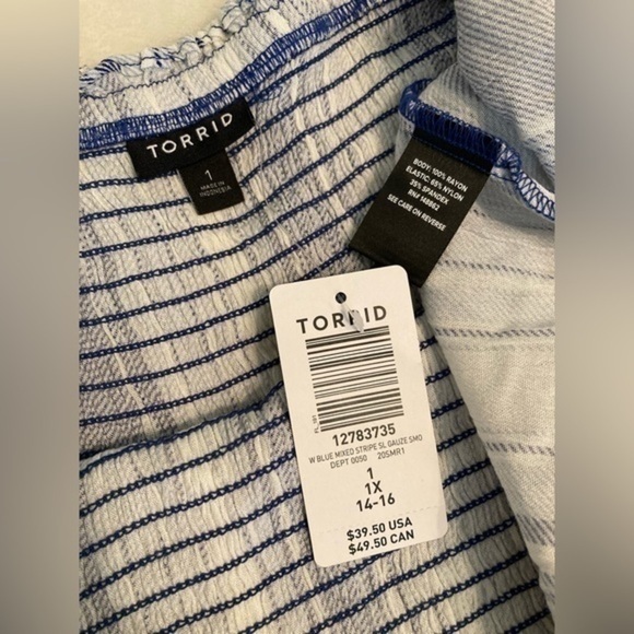 Torrid Blue Striped Gauze Smocked
Cami - Picture 7 of 7